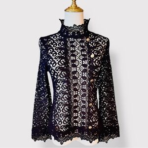 ZARA WOMAN Black Lace Blouse Women’s Lomg Sleeve Top